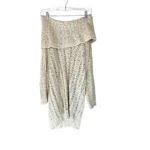 Anthropologie Sleeping on Snow Cream Gray Turtleneck Knit Sweater Size Small